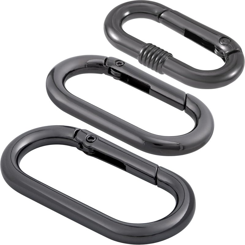 STSTR 3pcs Oval Spring Ring Clips, Metal Keyring Purse Clip, Heavy Duty Opening O Ring Carabiner for Keychains,Backpacks, Keys - Image 1